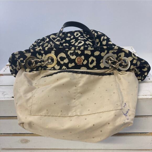 KATE SPADE BLACK AND CREAM ANIMAL PRINT SHOULDER BAG - Picture 7 of 11